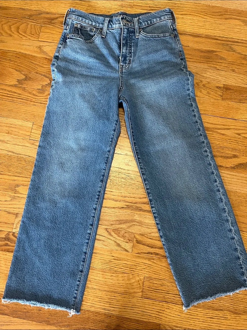 J crew slim wide leg jeans 26 frayed hem ankle